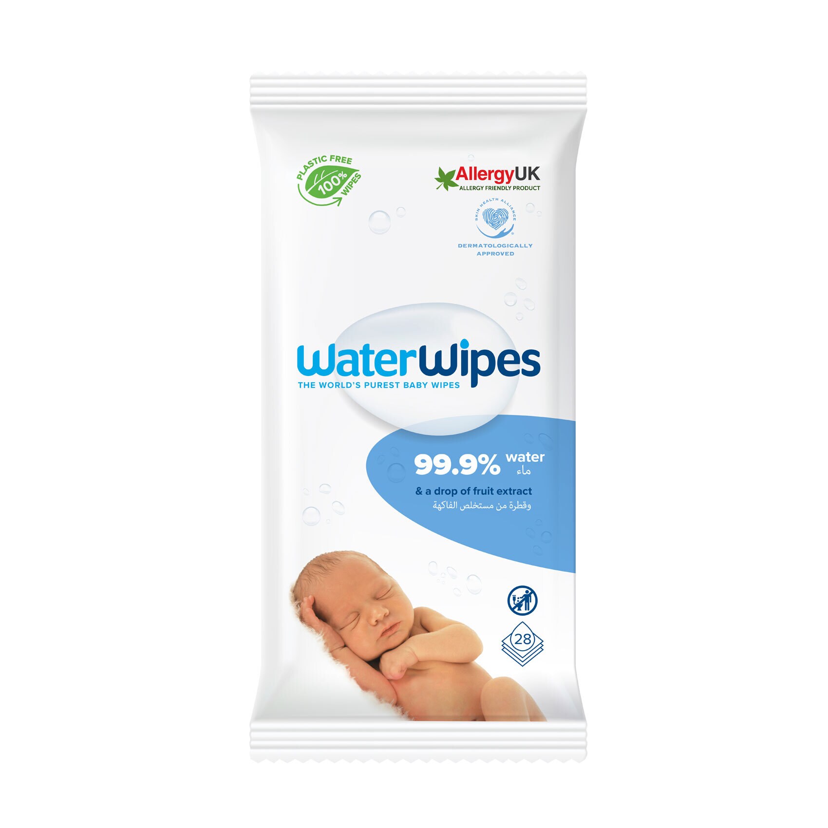 Servetele umede pentru bebeluși, +0 luni, 28 bucati, WaterWipes