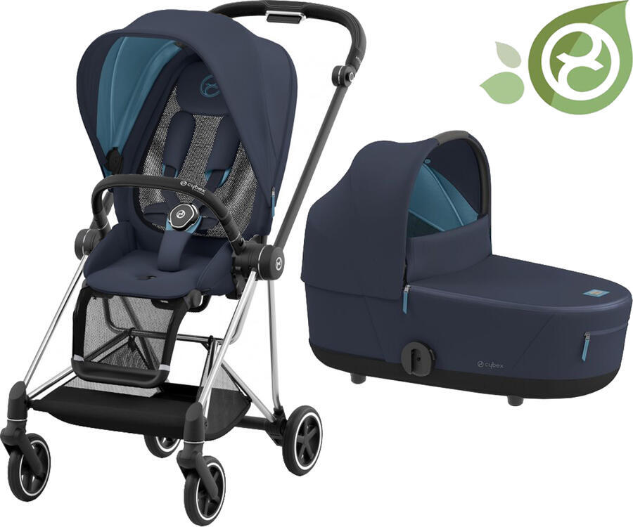 Carucior 2 in 1 Cybex Mios cadru Chrome Brown, Dark navy blue