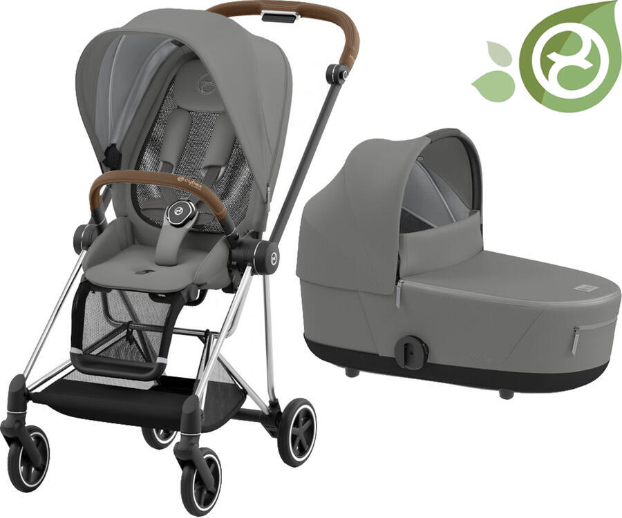 Carucior 2 in 1 Cybex Mios cadru Chrome Brown, Pearl Grey