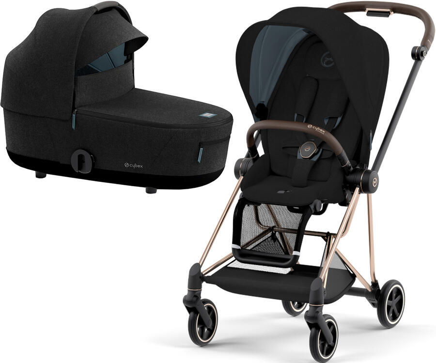 Carucior 2 in 1 Cybex Mios cadru Rose Gold, Deep Black