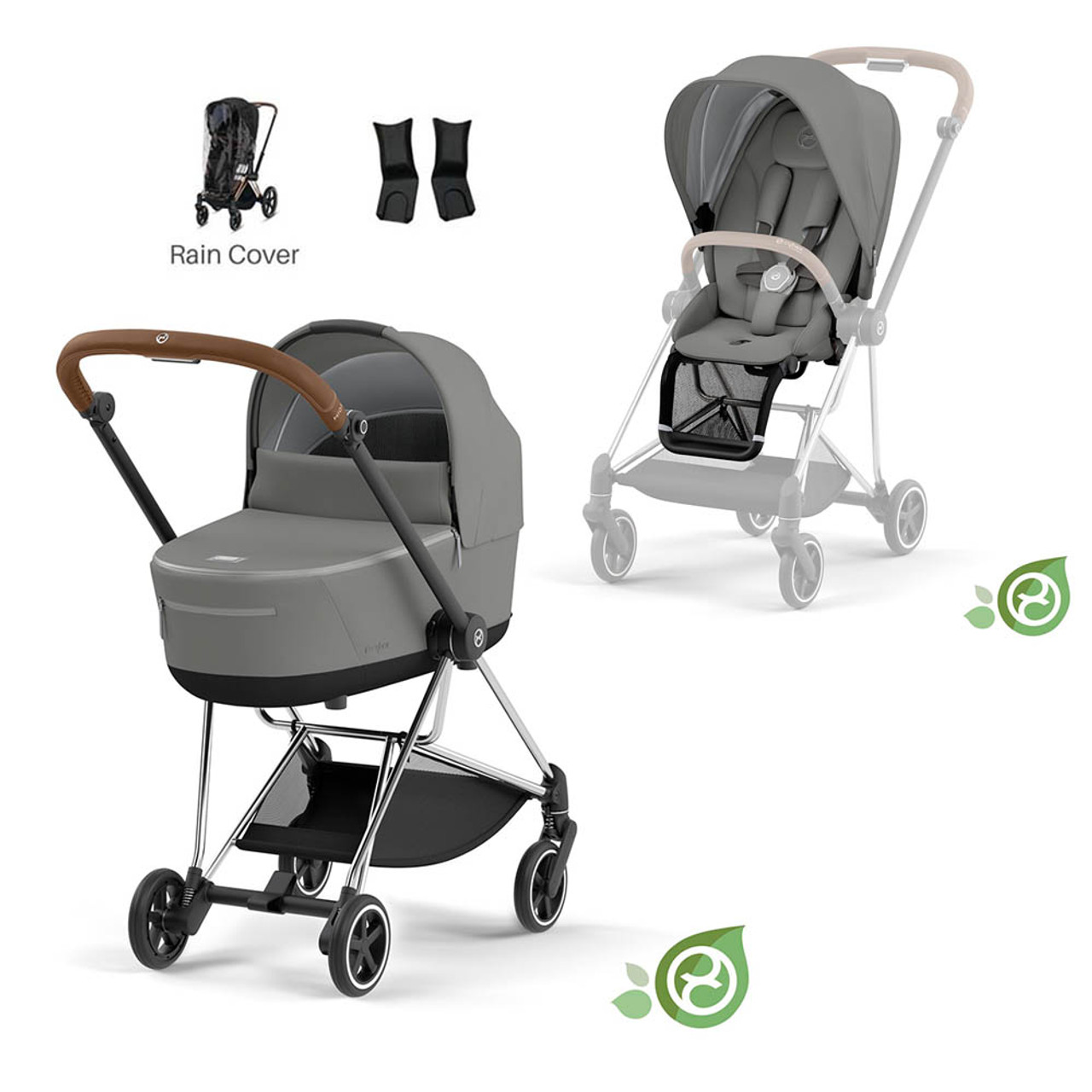 Коляска 2 в 1 Cybex Mios шасси Chrome Brown, Pearl Grey