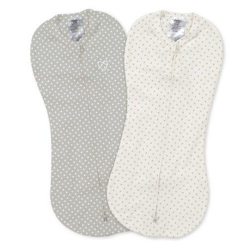 Cocoon pentru bebelusi Summer Infant SwaddleMe Grey/White Dots (0-2 luni), 2 buc.