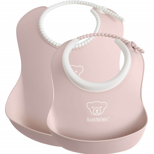 Set 2 bavete BabyBjorn Baby Feeding Set Powder Pink