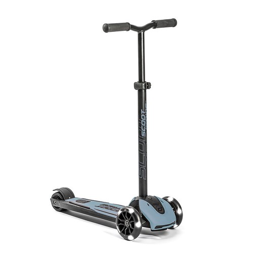 Trotineta pliabila cu roti luminoase pentru copii si adulti Scoot & Ride HighwayKick 5 Steel, 5 ani+