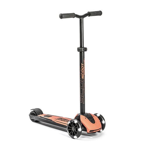 Trotineta pliabila cu roti luminoase pentru copii si adulti Scoot & Ride HighwayKick 5 Peach, 5 ani+