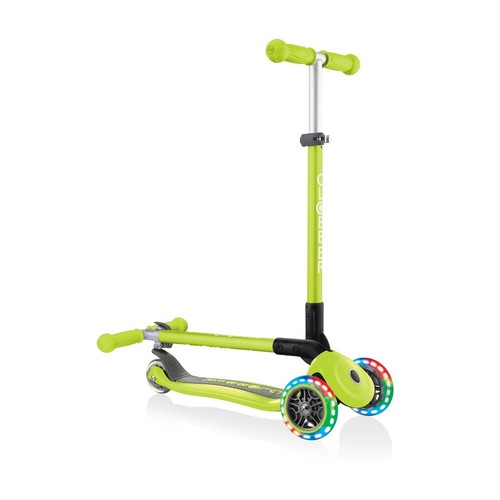 Trotineta Primo pliabila cu lumini, Lime Green, 3-7 ani, Globber