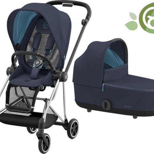 Carucior 2 in 1 Cybex Mios cadru Chrome Brown, Dark navy blue