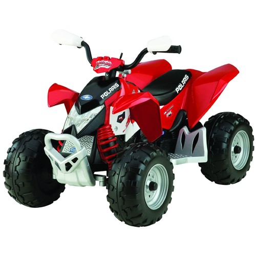 ATV PEG PEREGO POLARIS OUTLAW 330 W, 12V, 3 ANI+, NEGRU / ROSU