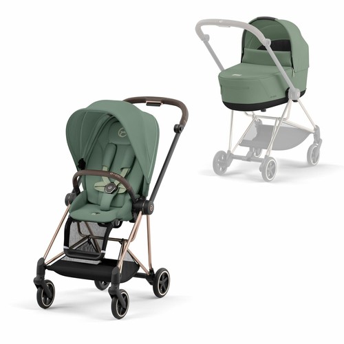 Carucior 2 in 1 Cybex Mios cadru Rosegold, Leaf Green