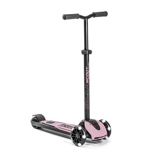 Trotineta pliabila cu roti luminoase pentru copii si adulti Scoot & Ride HighwayKick 5 Rose , 5 ani+