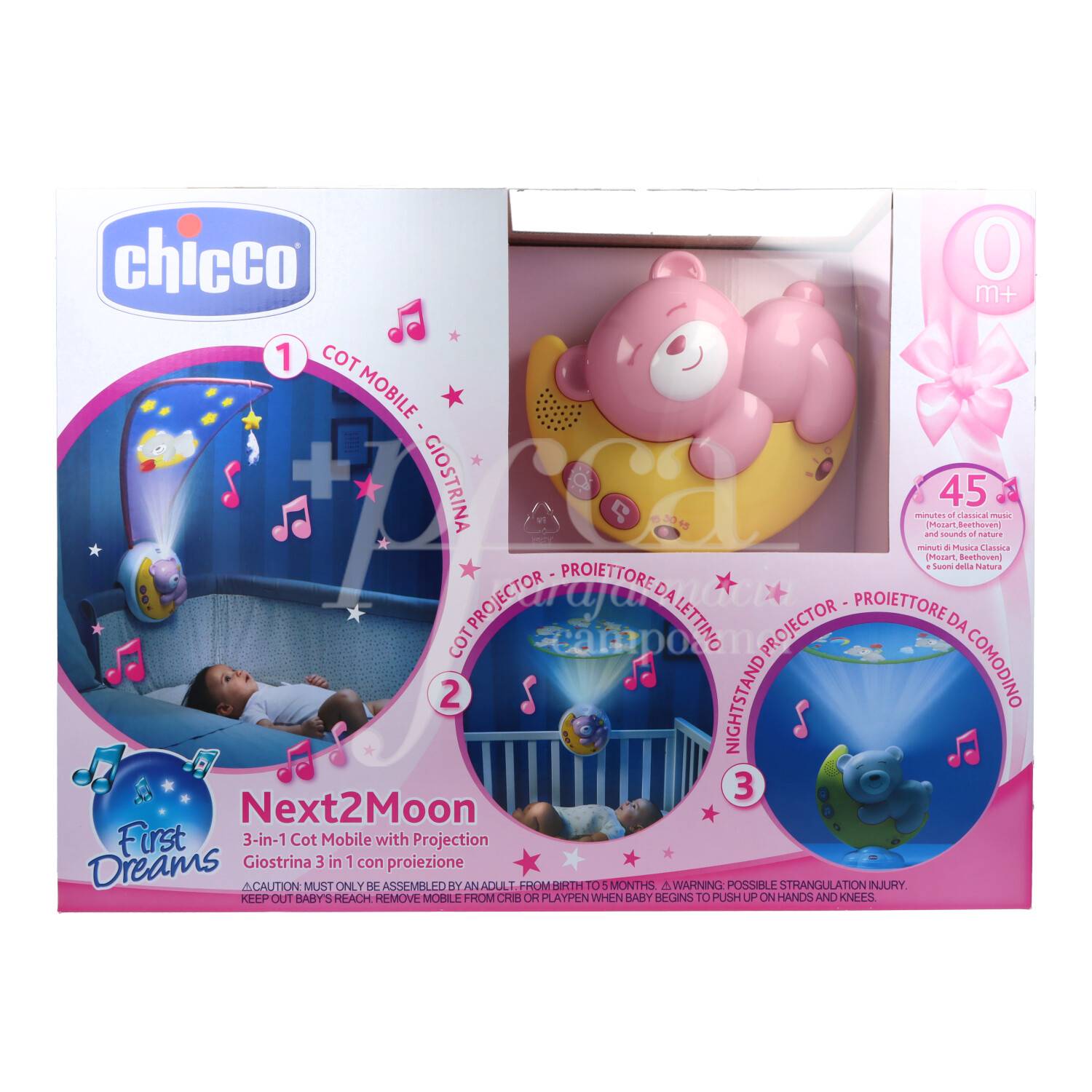 Carusel muzical Chicco Next 2 Moon, light pink, 0luni+