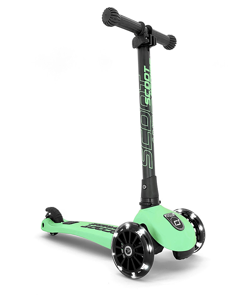 Trotineta copii pliabila cu roti luminoase Scoot & Ride HighwayKick 3 Kiwi, 3-6 ani