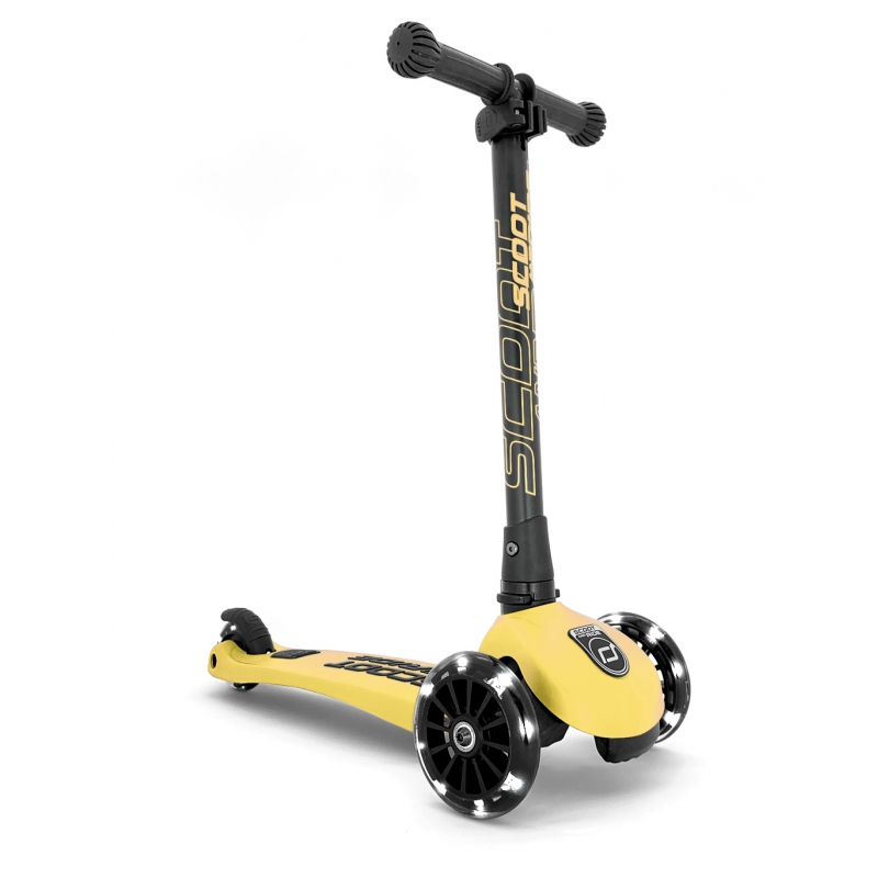 Trotineta copii pliabila cu roti luminoase Scoot & Ride HighwayKick 3 Lemon, 3-6 ani