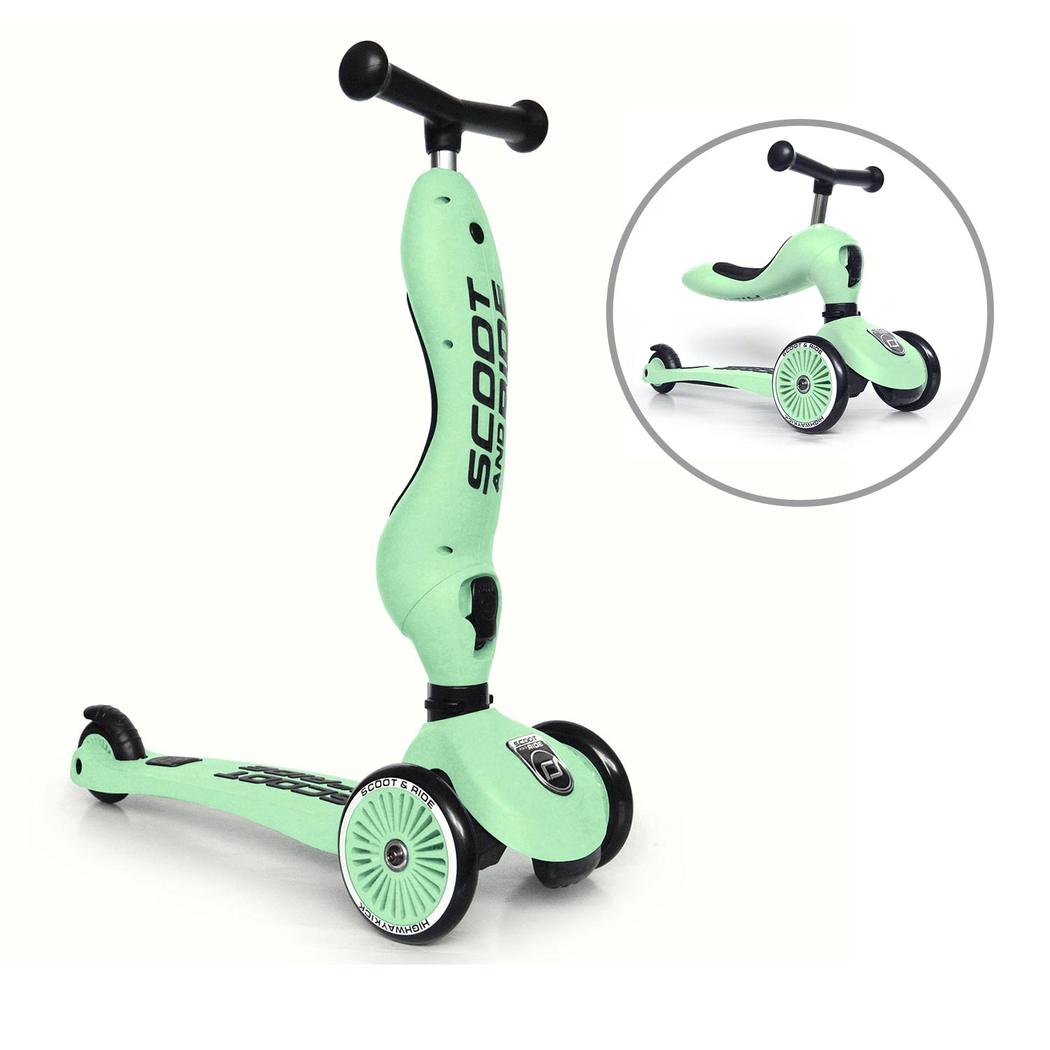 Trotineta 2-in-1 Scoot & Ride HighwayKick 1 Kiwi, 1-5 ani