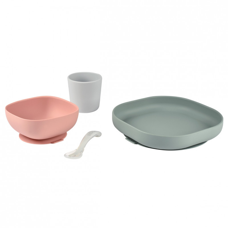 Beaba Набор посуды (2 тарелки, стакан, ложка) Silicone Meal Set Eucalyptus